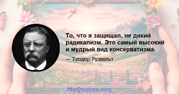 То, что я защищал, не дикий радикализм. Это самый высокий и мудрый вид консерватизма.