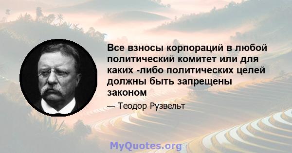 Все взносы корпораций в любой политический комитет или для каких -либо политических целей должны быть запрещены законом