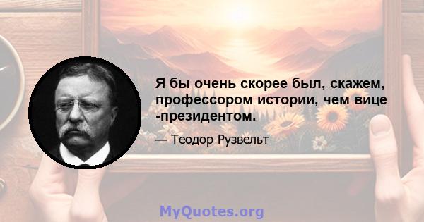 Я бы очень скорее был, скажем, профессором истории, чем вице -президентом.