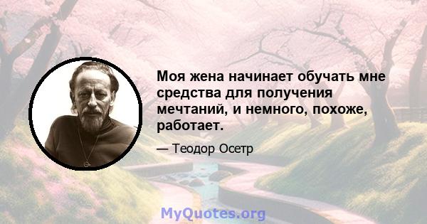 Моя жена начинает обучать мне средства для получения мечтаний, и немного, похоже, работает.