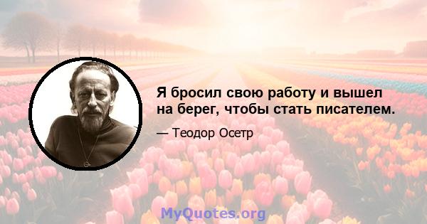 Я бросил свою работу и вышел на берег, чтобы стать писателем.