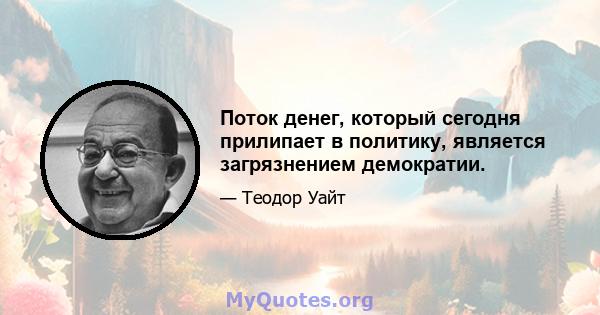 Поток денег, который сегодня прилипает в политику, является загрязнением демократии.