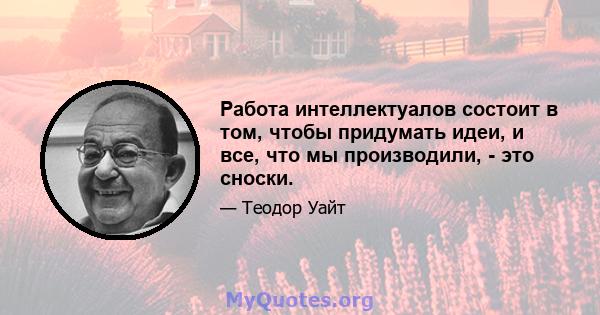 Работа интеллектуалов состоит в том, чтобы придумать идеи, и все, что мы производили, - это сноски.