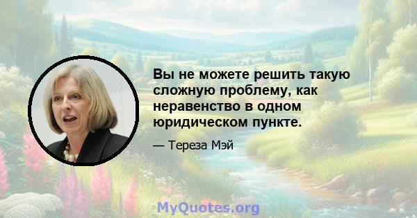 Вы не можете решить такую ​​сложную проблему, как неравенство в одном юридическом пункте.