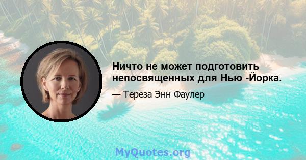 Ничто не может подготовить непосвященных для Нью -Йорка.