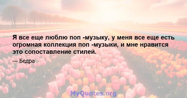 Я все еще люблю поп -музыку, у меня все еще есть огромная коллекция поп -музыки, и мне нравится это сопоставление стилей.