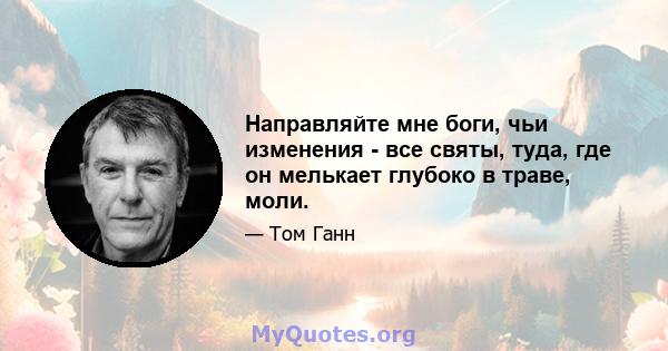 Направляйте мне боги, чьи изменения - все святы, туда, где он мелькает глубоко в траве, моли.