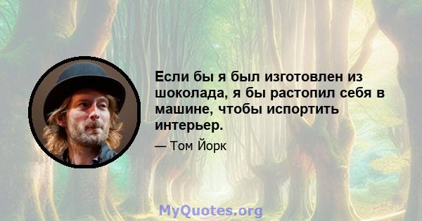 Если бы я был изготовлен из шоколада, я бы растопил себя в машине, чтобы испортить интерьер.