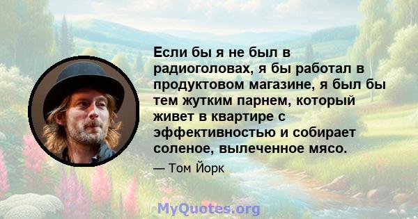 Если бы я не был в радиоголовах, я бы работал в продуктовом магазине, я был бы тем жутким парнем, который живет в квартире с эффективностью и собирает соленое, вылеченное мясо.