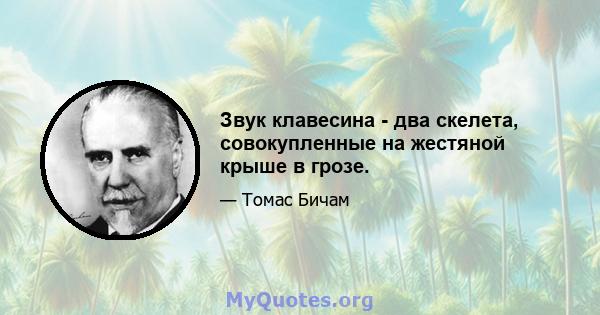 Звук клавесина - два скелета, совокупленные на жестяной крыше в грозе.