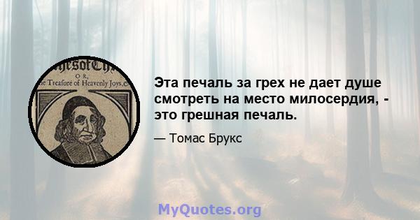 Эта печаль за грех не дает душе смотреть на место милосердия, - это грешная печаль.