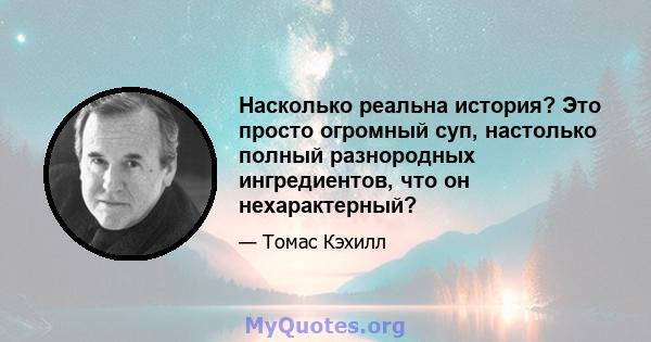 Насколько реальна история? Это просто огромный суп, настолько полный разнородных ингредиентов, что он нехарактерный?