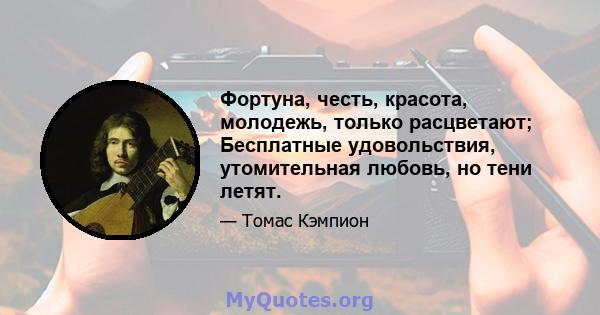 Фортуна, честь, красота, молодежь, только расцветают; Бесплатные удовольствия, утомительная любовь, но тени летят.