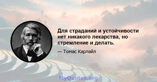 Для страданий и устойчивости нет никакого лекарства, но стремление и делать.