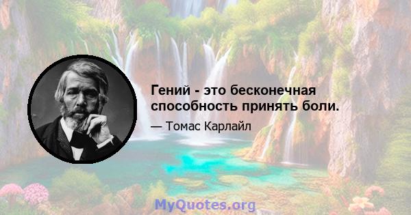 Гений - это бесконечная способность принять боли.