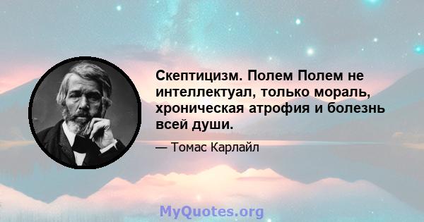 Скептицизм. Полем Полем не интеллектуал, только мораль, хроническая атрофия и болезнь всей души.