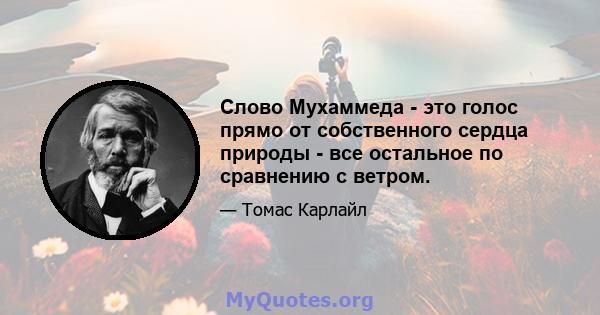 Слово Мухаммеда - это голос прямо от собственного сердца природы - все остальное по сравнению с ветром.