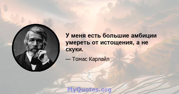 У меня есть большие амбиции умереть от истощения, а не скуки.