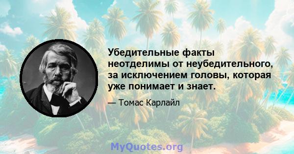 Убедительные факты неотделимы от неубедительного, за исключением головы, которая уже понимает и знает.