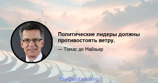 Политические лидеры должны противостоять ветру.