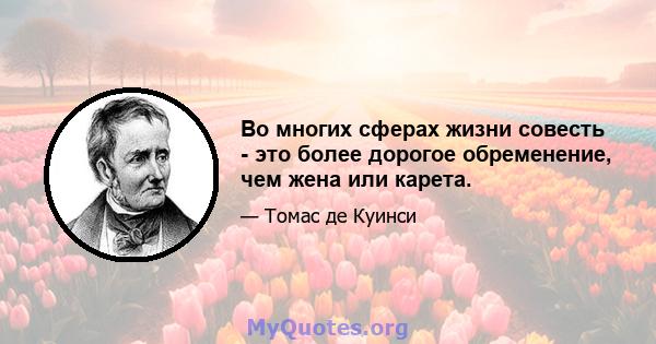 Во многих сферах жизни совесть - это более дорогое обременение, чем жена или карета.