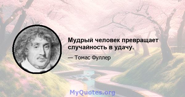 Мудрый человек превращает случайность в удачу.