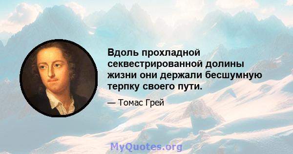 Вдоль прохладной секвестрированной долины жизни они держали бесшумную терпку своего пути.