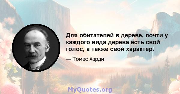 Для обитателей в дереве, почти у каждого вида дерева есть свой голос, а также свой характер.