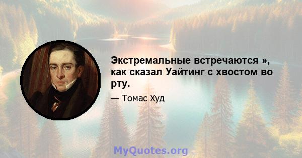 Экстремальные встречаются », как сказал Уайтинг с хвостом во рту.