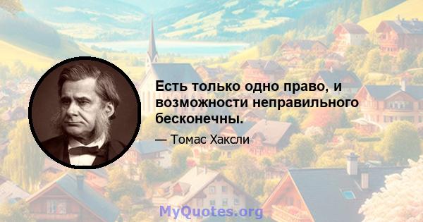 Есть только одно право, и возможности неправильного бесконечны.