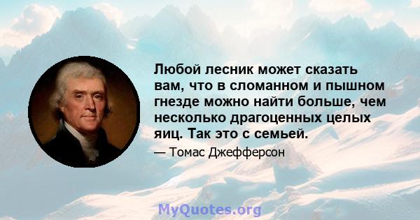 Любой лесник может сказать вам, что в сломанном и пышном гнезде можно найти больше, чем несколько драгоценных целых яиц. Так это с семьей.