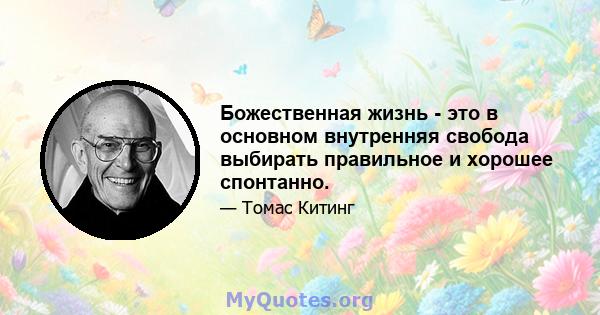 Божественная жизнь - это в основном внутренняя свобода выбирать правильное и хорошее спонтанно.