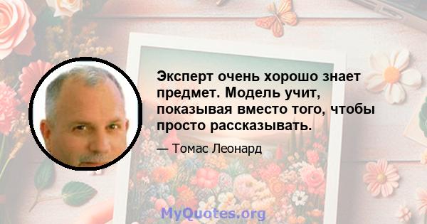 Эксперт очень хорошо знает предмет. Модель учит, показывая вместо того, чтобы просто рассказывать.