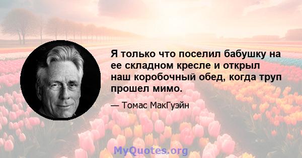 Я только что поселил бабушку на ее складном кресле и открыл наш коробочный обед, когда труп прошел мимо.