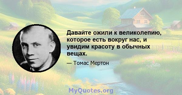 Давайте ожили к великолепию, которое есть вокруг нас, и увидим красоту в обычных вещах.