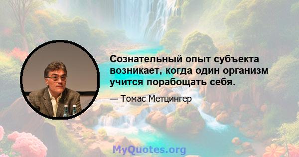 Сознательный опыт субъекта возникает, когда один организм учится порабощать себя.