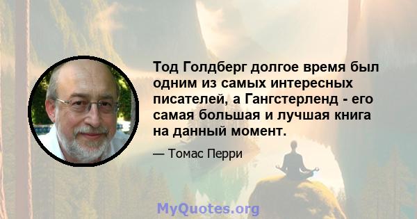 Тод Голдберг долгое время был одним из самых интересных писателей, а Гангстерленд - его самая большая и лучшая книга на данный момент.