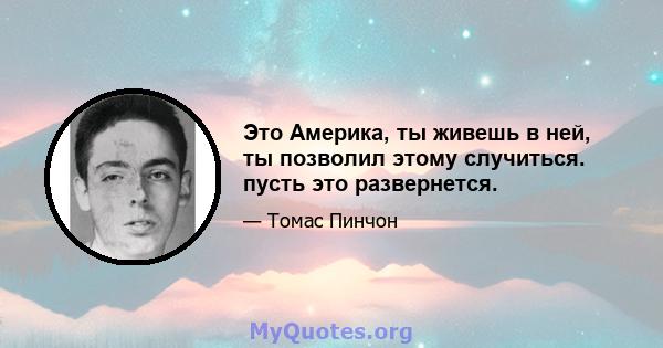 Это Америка, ты живешь в ней, ты позволил этому случиться. пусть это развернется.