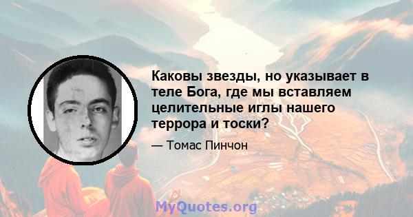 Каковы звезды, но указывает в теле Бога, где мы вставляем целительные иглы нашего террора и тоски?