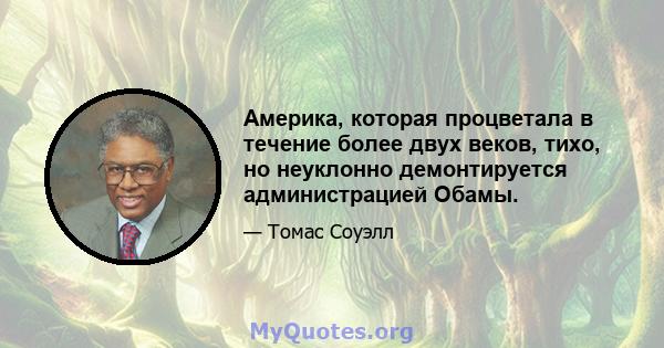 Америка, которая процветала в течение более двух веков, тихо, но неуклонно демонтируется администрацией Обамы.