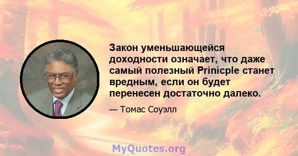 Закон уменьшающейся доходности означает, что даже самый полезный Prinicple станет вредным, если он будет перенесен достаточно далеко.