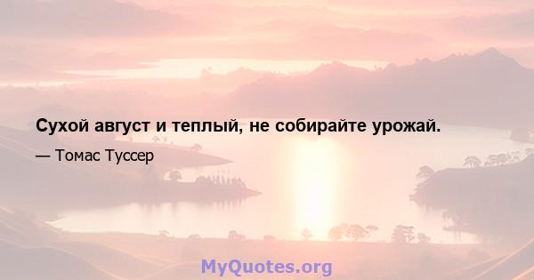 Сухой август и теплый, не собирайте урожай.