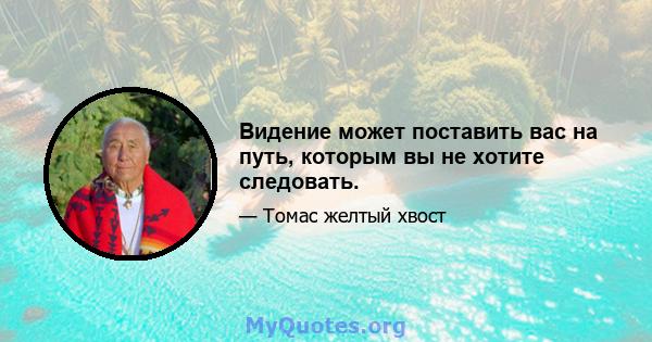 Видение может поставить вас на путь, которым вы не хотите следовать.