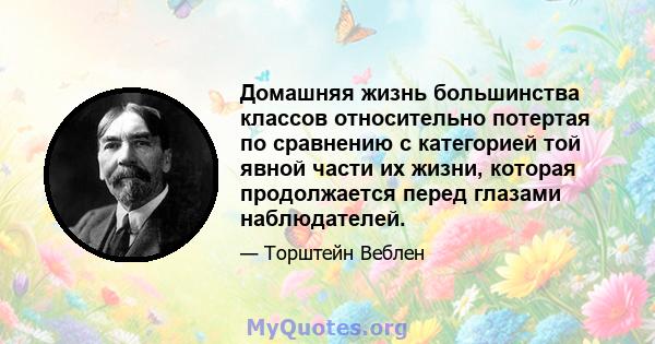 Домашняя жизнь большинства классов относительно потертая по сравнению с категорией той явной части их жизни, которая продолжается перед глазами наблюдателей.