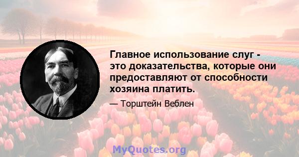 Главное использование слуг - это доказательства, которые они предоставляют от способности хозяина платить.