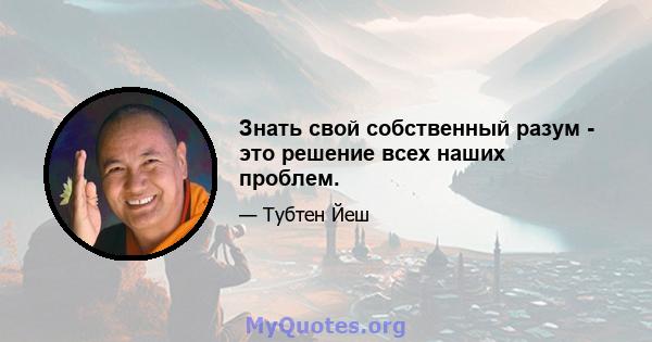 Знать свой собственный разум - это решение всех наших проблем.