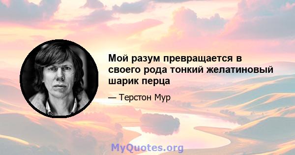 Мой разум превращается в своего рода тонкий желатиновый шарик перца