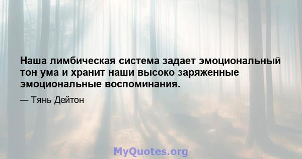 Наша лимбическая система задает эмоциональный тон ума и хранит наши высоко заряженные эмоциональные воспоминания.