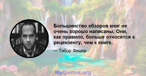 Большинство обзоров книг не очень хорошо написаны. Они, как правило, больше относятся к рецензенту, чем к книге.