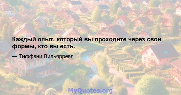 Каждый опыт, который вы проходите через свои формы, кто вы есть.